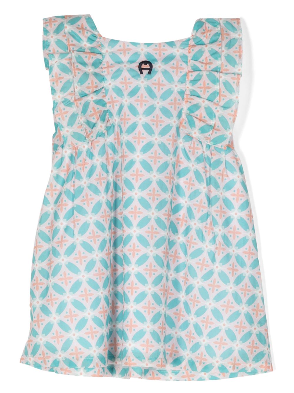 Graphic-print ruffled cotton dress - Pink