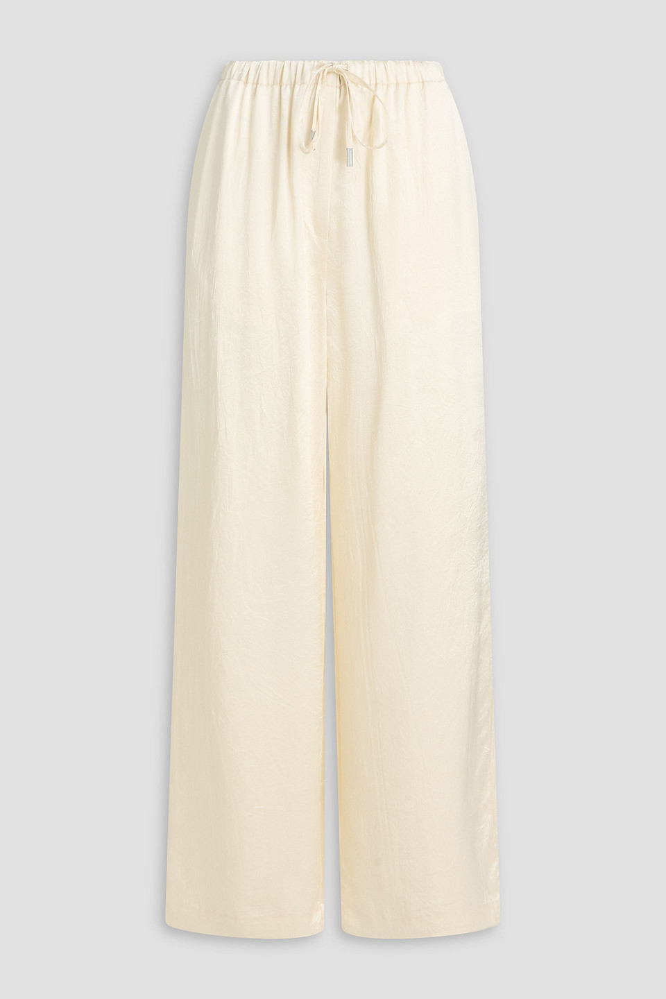 Crinkled-satin wide-leg pants - White - M