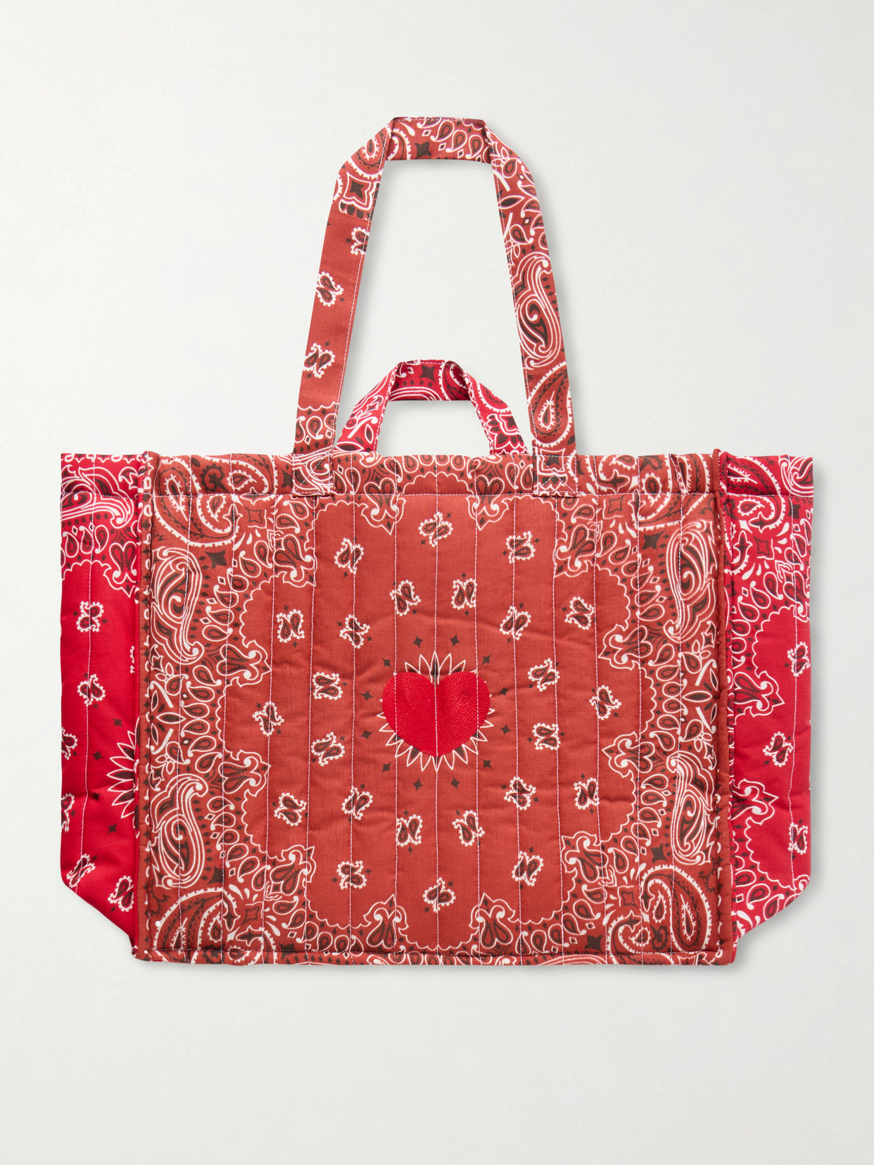 Maxi Cabas Coeur Quilted Printed Tote - Red