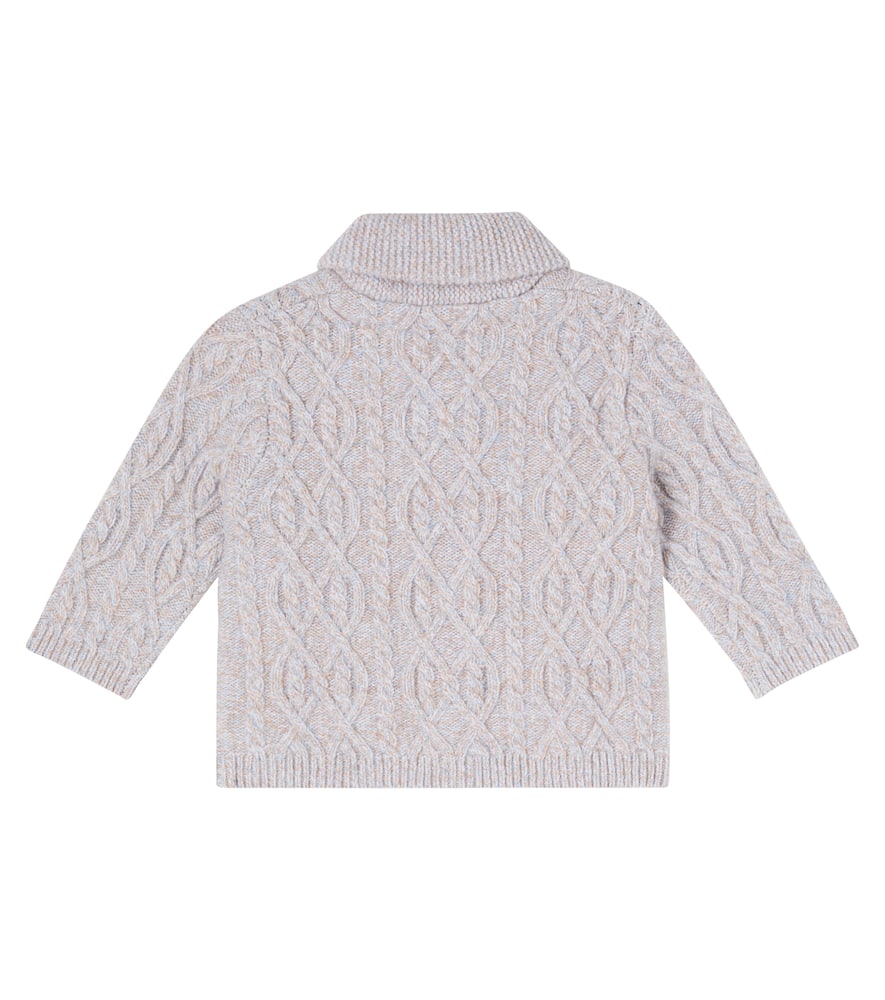 Baby cable-knit wool cardigan