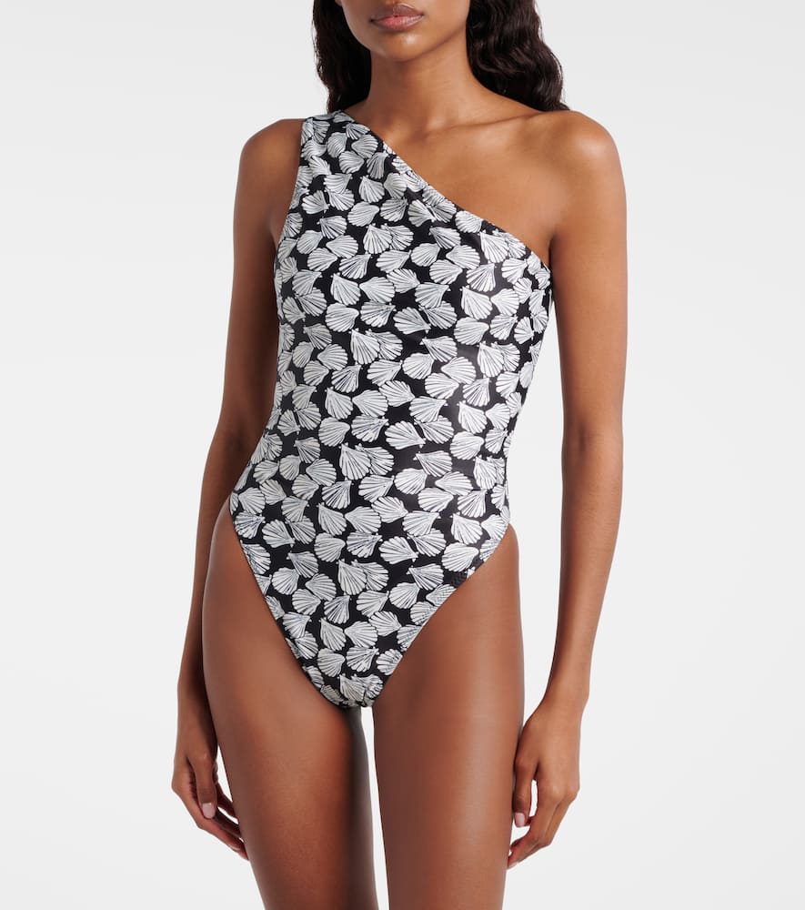 Printed one-shoulder swimsuit