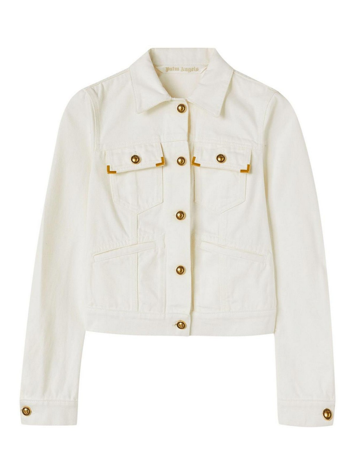Spread-collar cotton denim jacket