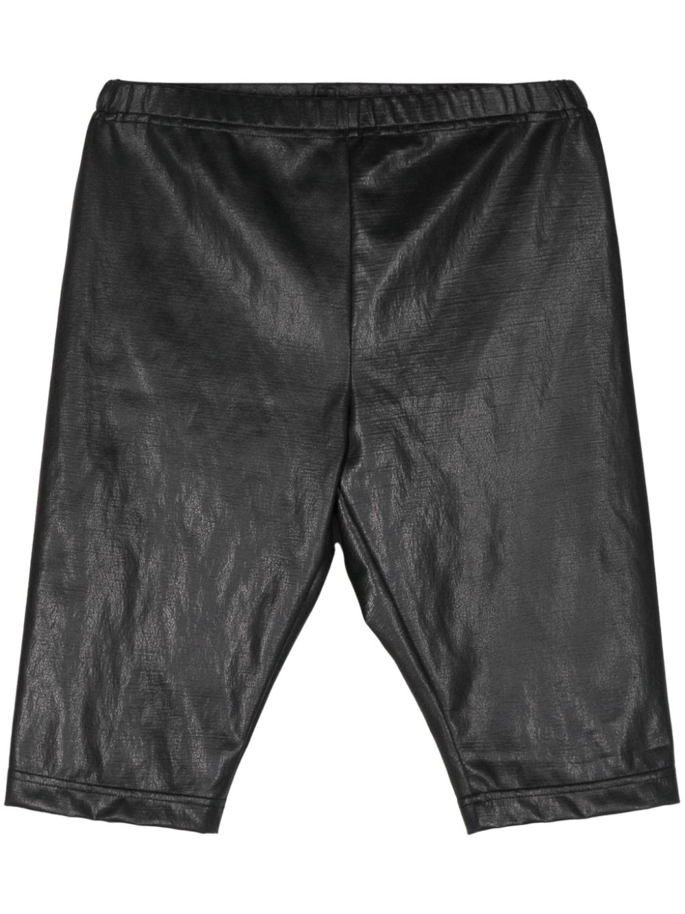 Elasticated-waist faux-leather shorts - Black
