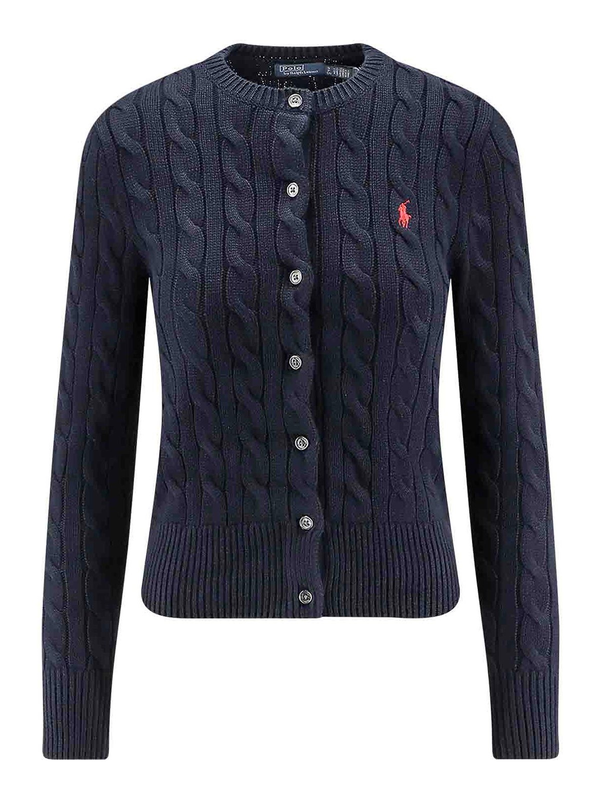 Cotton cardigan with contrasting logo