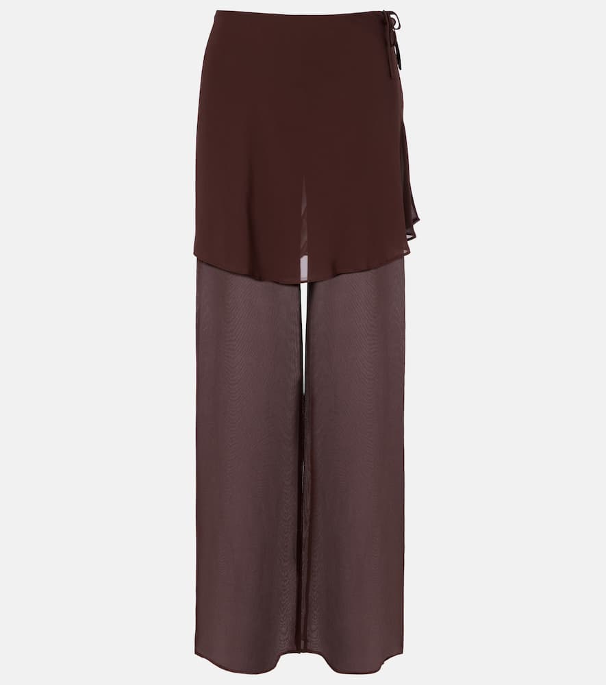 Sheer silk wide-leg pants