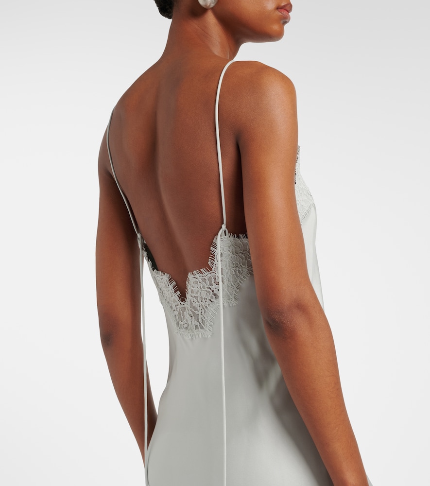 Róhe Lace-trimmed silk slip dress