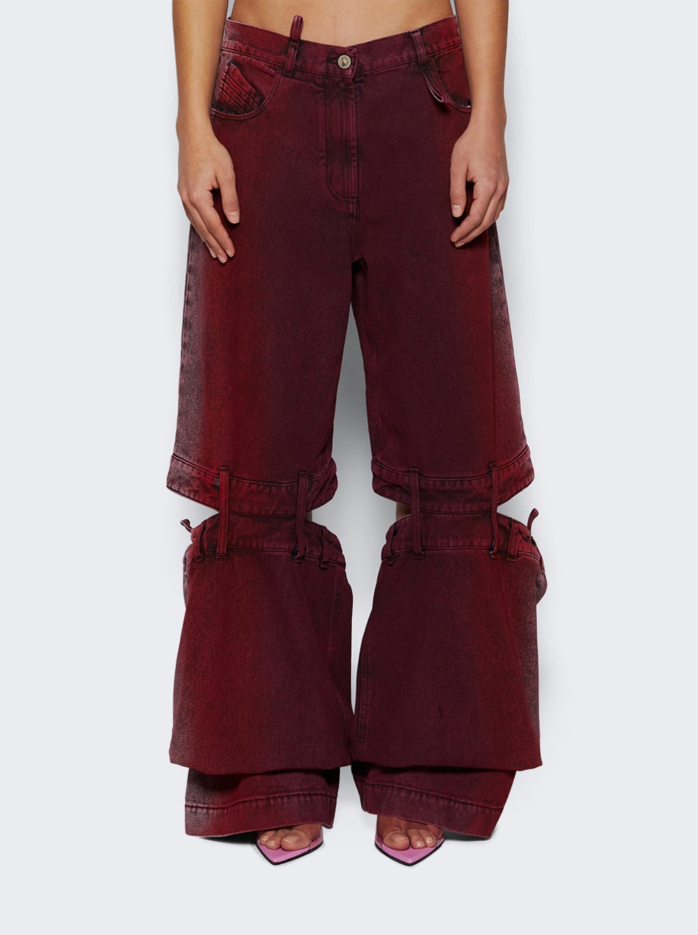 Ashton cut-out jeans - Red