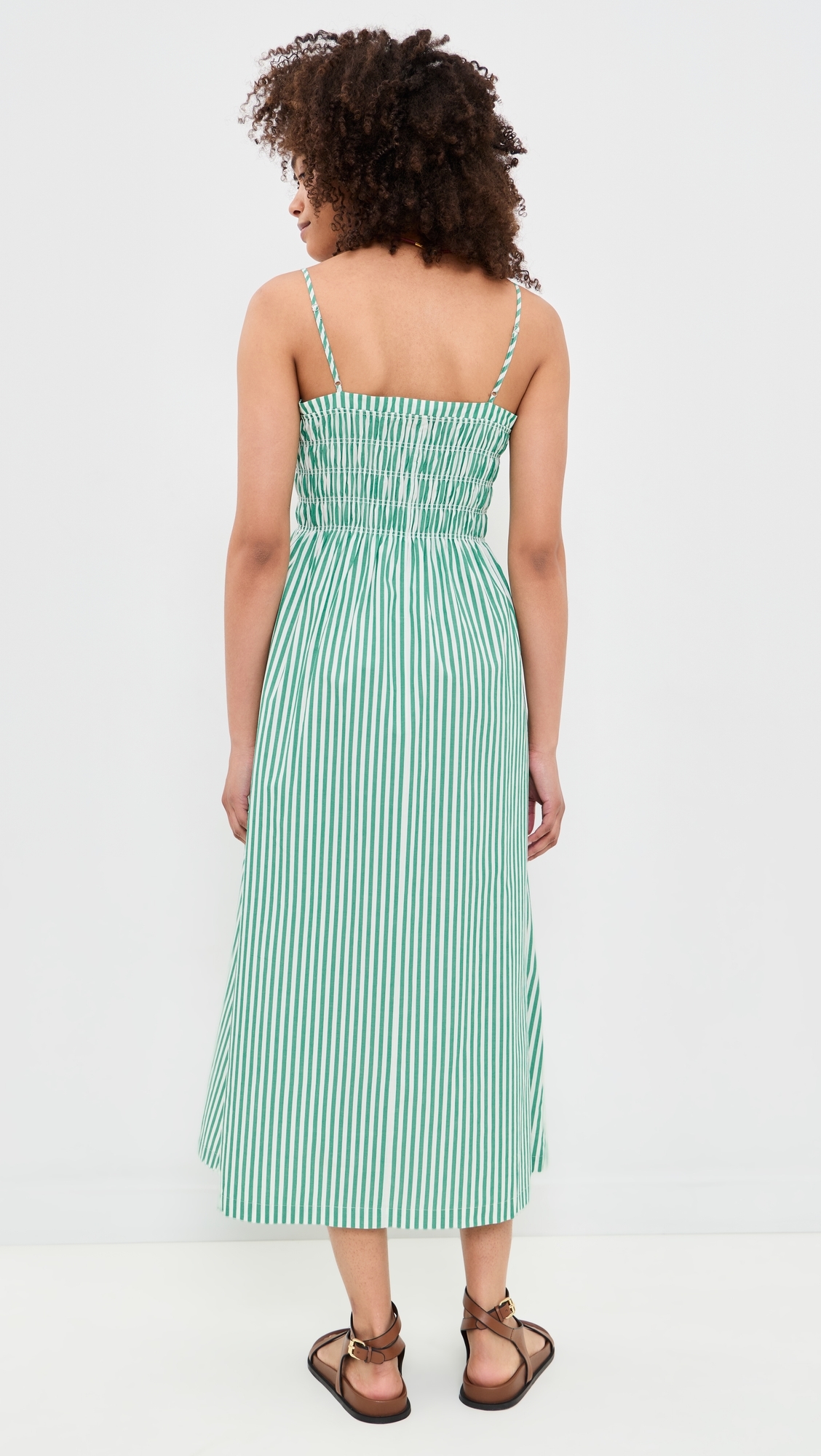 Primrose Dress Emerald Stripe