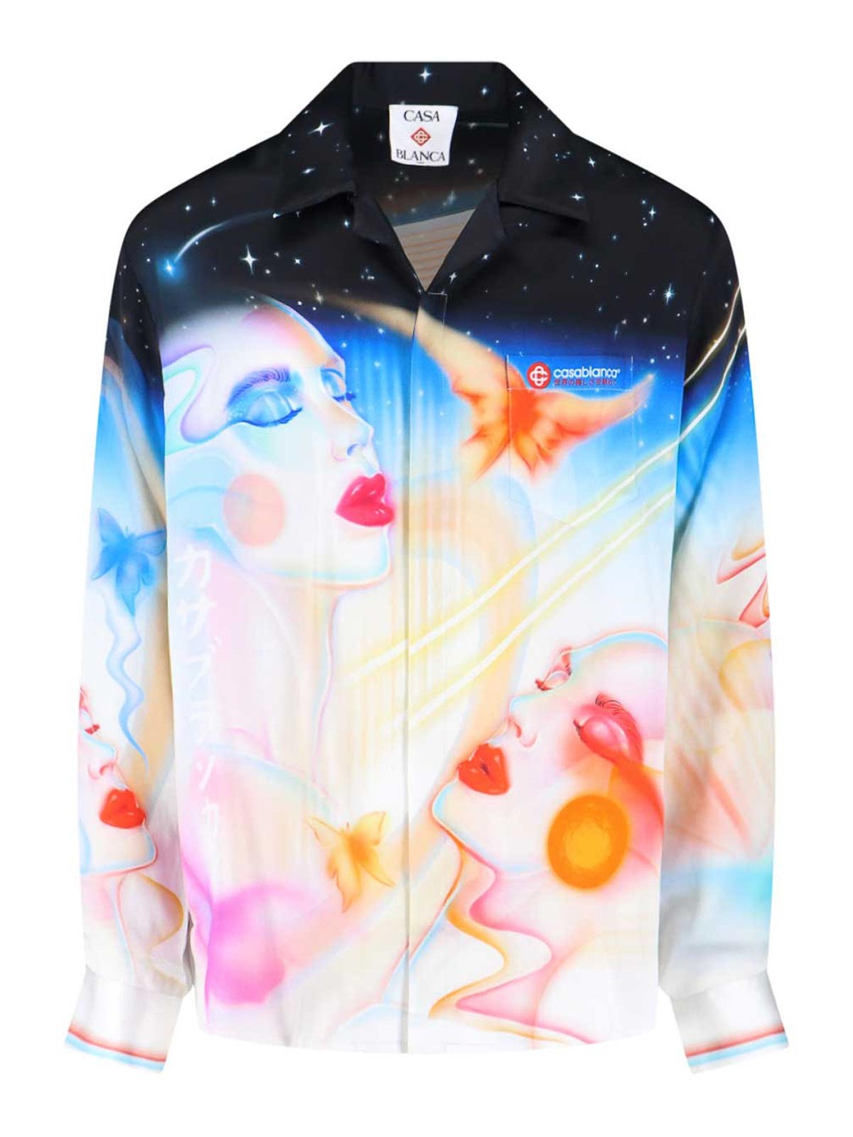 Silk Shirt With Light Blue Print