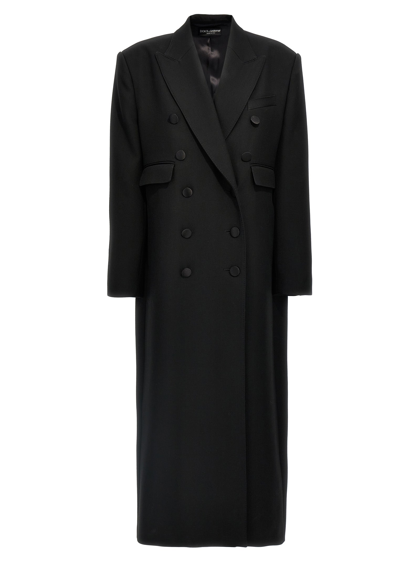 Double-Breasted Virgin Wool Coat — Black