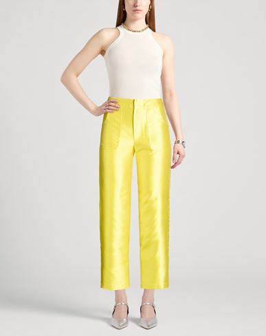 Woman Pants Yellow Size 2 Polyester, Silk