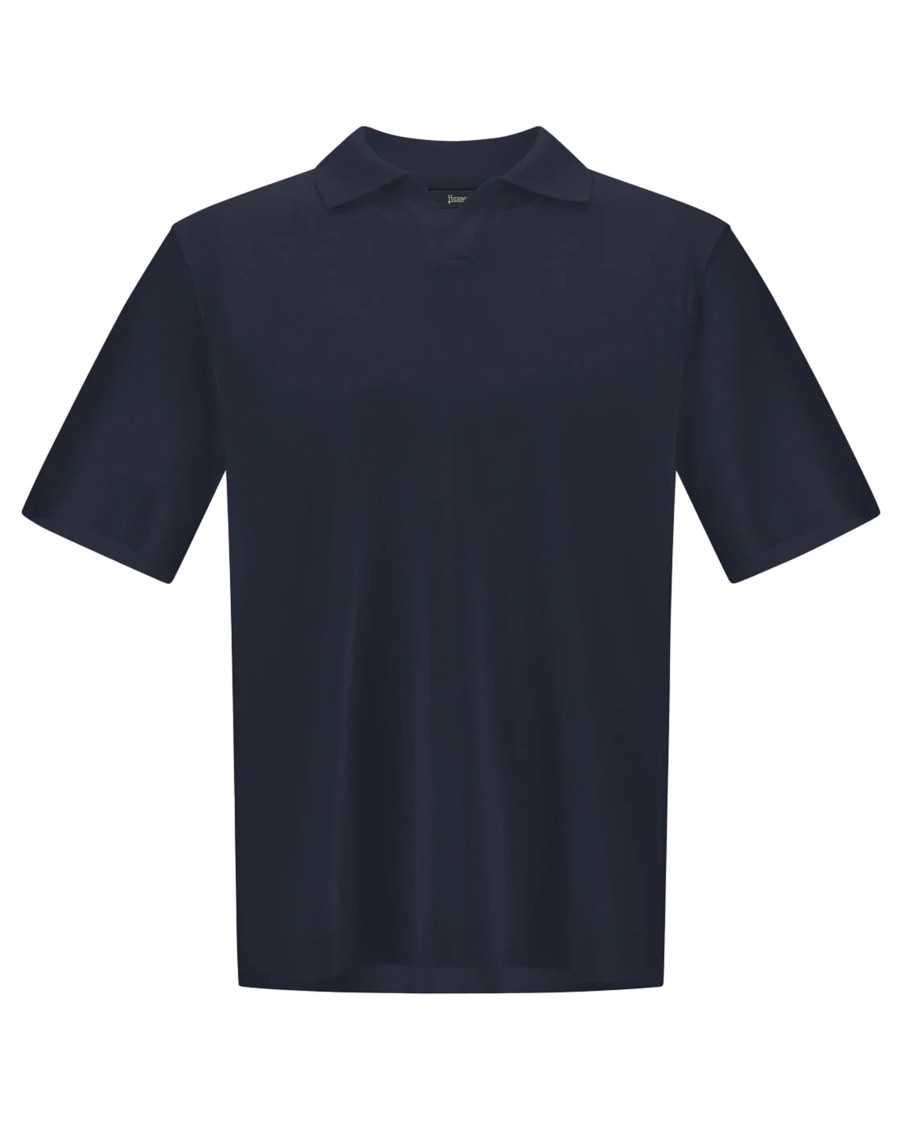 Dark Blue Solid Shirt Collar Polo