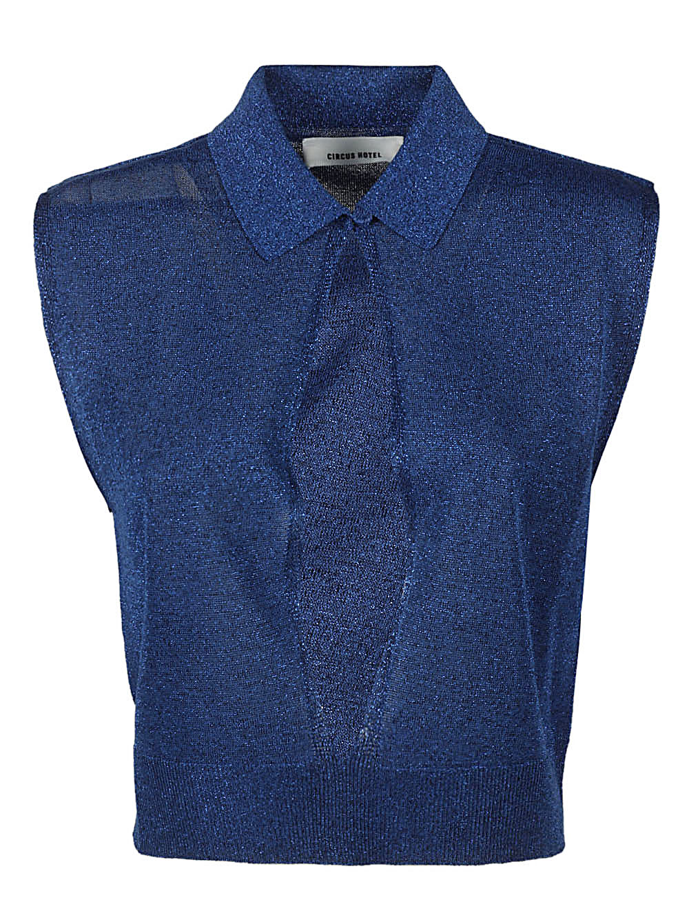 Lurex Viscose Blend Tank Top — Blue
