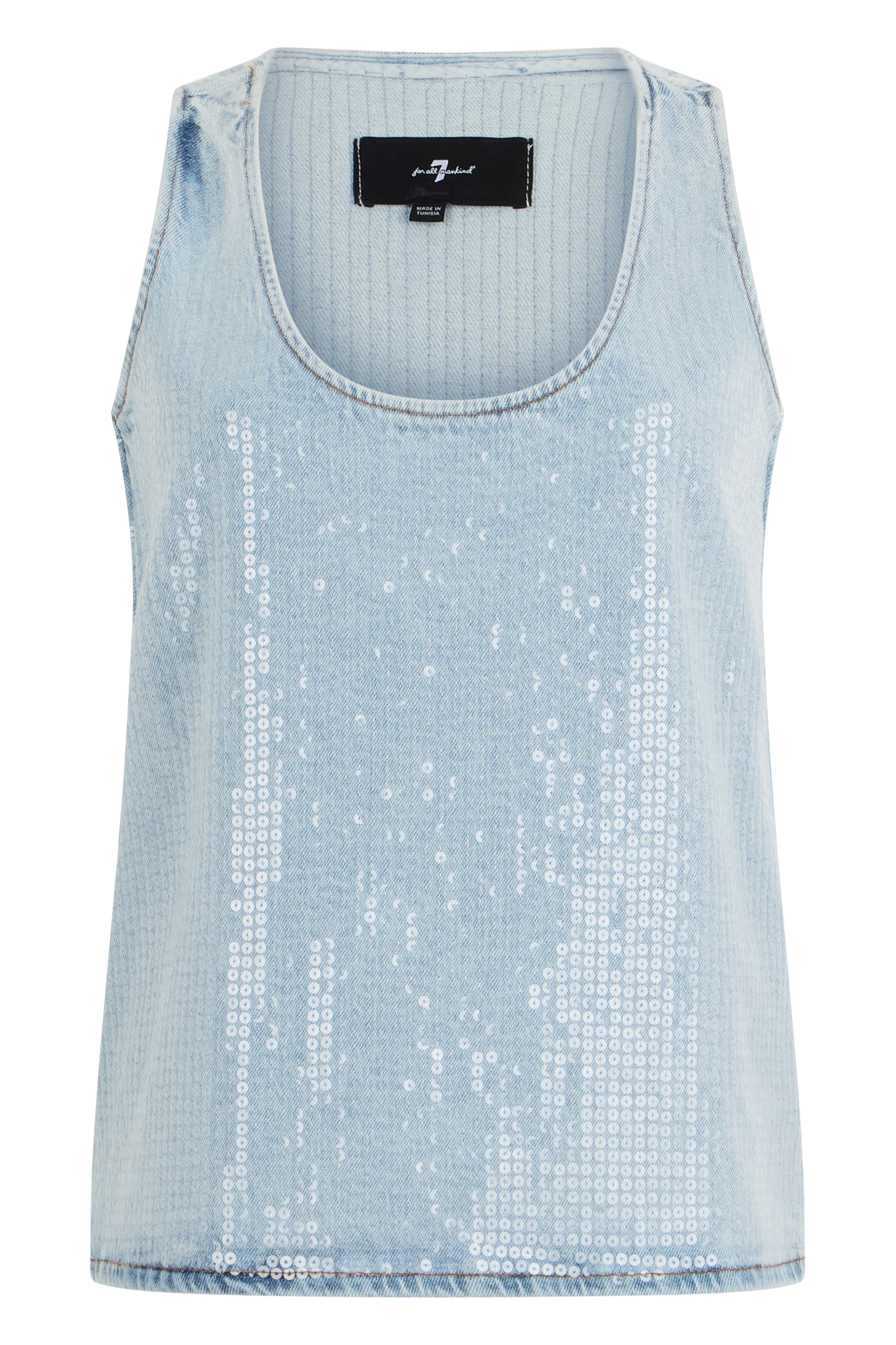 Sleeveless Denim Sequin Top