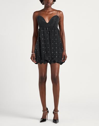 Pinko Woman Mini dress Black Size 0 Polyester, Glass, Brass
