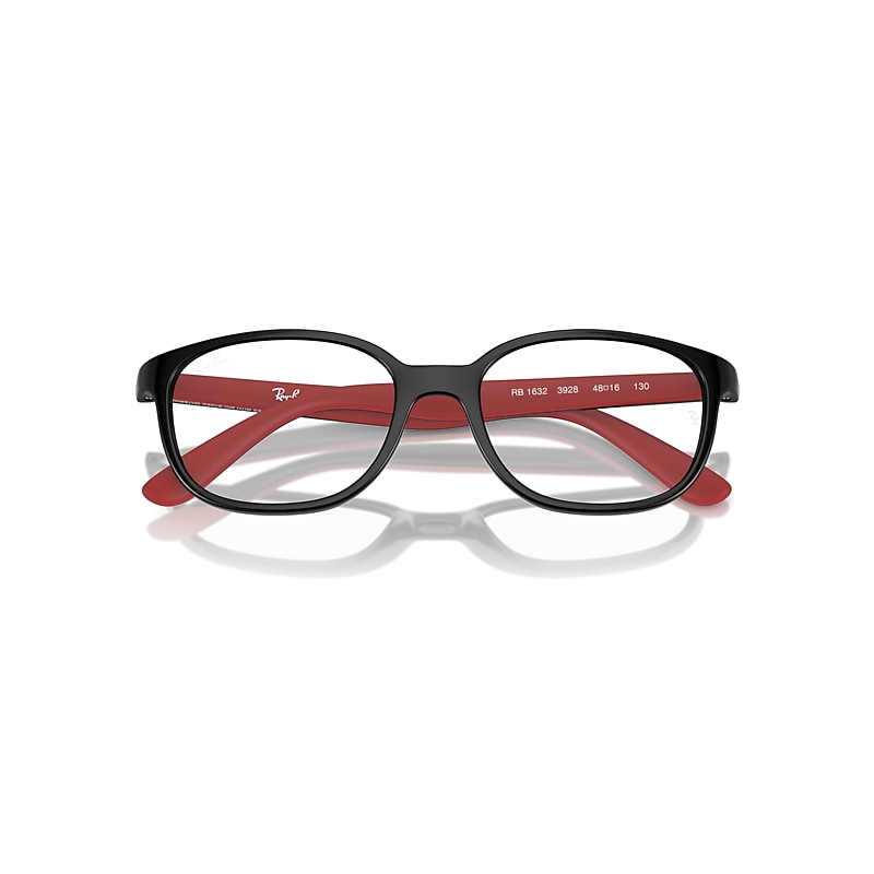 Ray-Ban Rb1632 Optics Kids Bio-based Eyeglasses Black On Red Frame Clear Lense