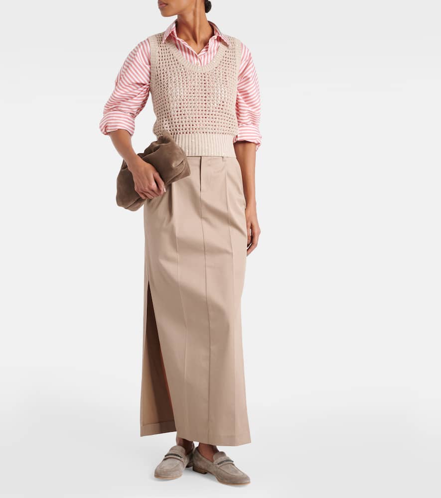 Open-knit cotton-blend vest