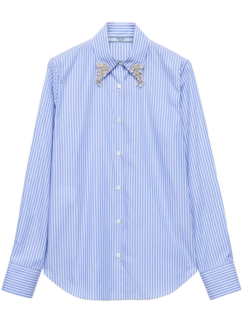 Embellished Long Sleeved Striped Shirt