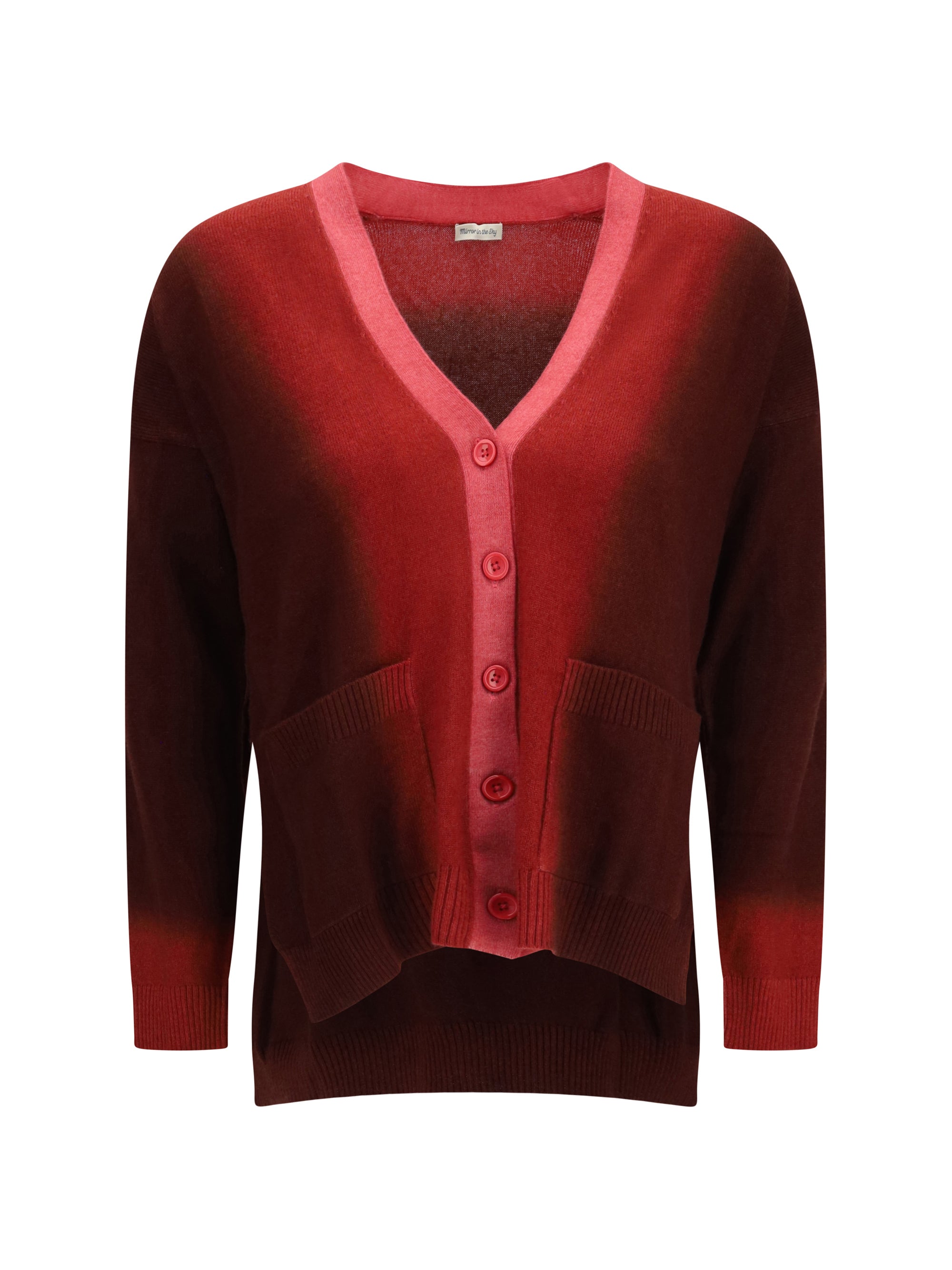 Ombré Cashmere Cardigan — Red