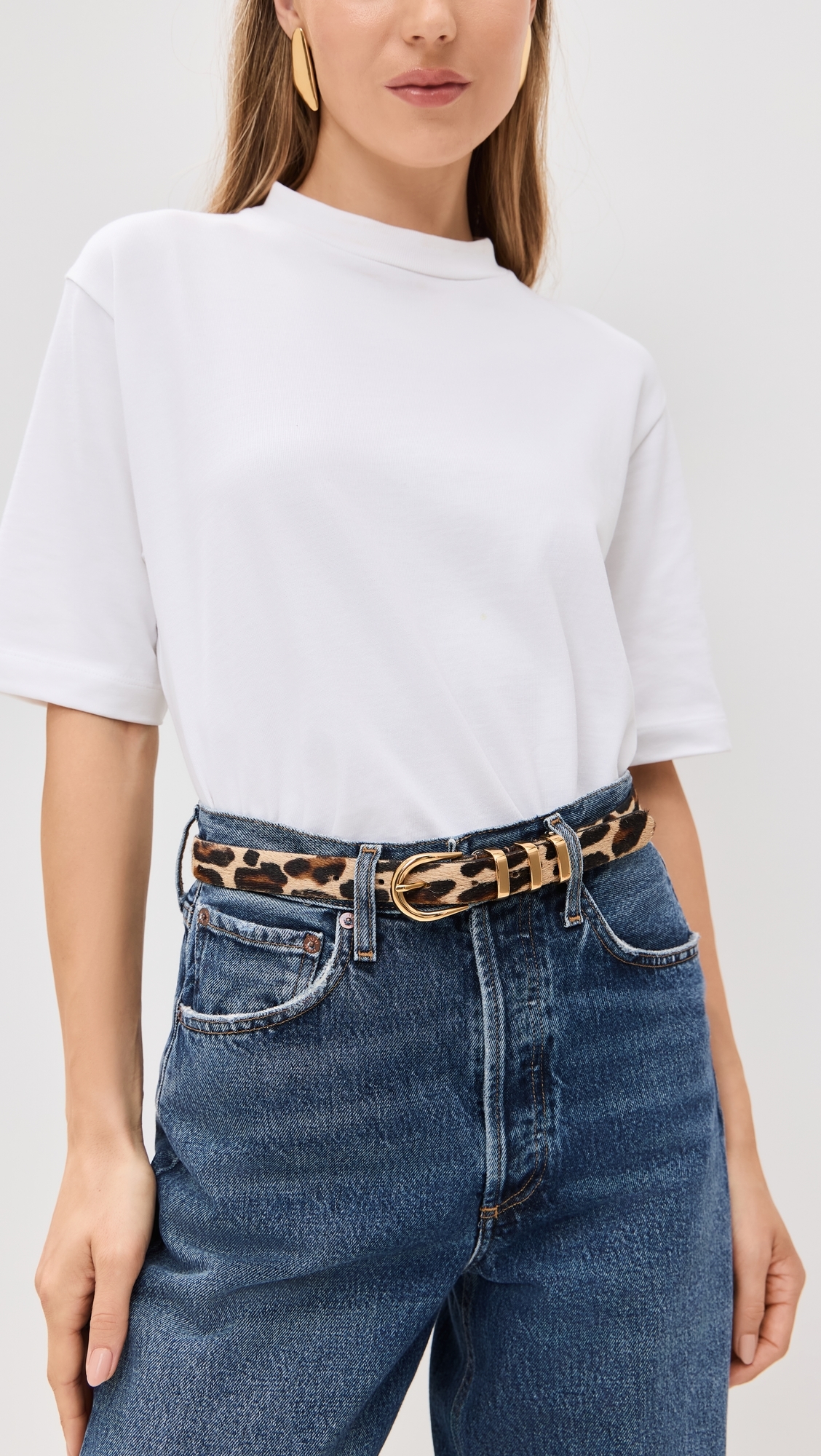 Kad Calf Hair Belt Leopard Gold