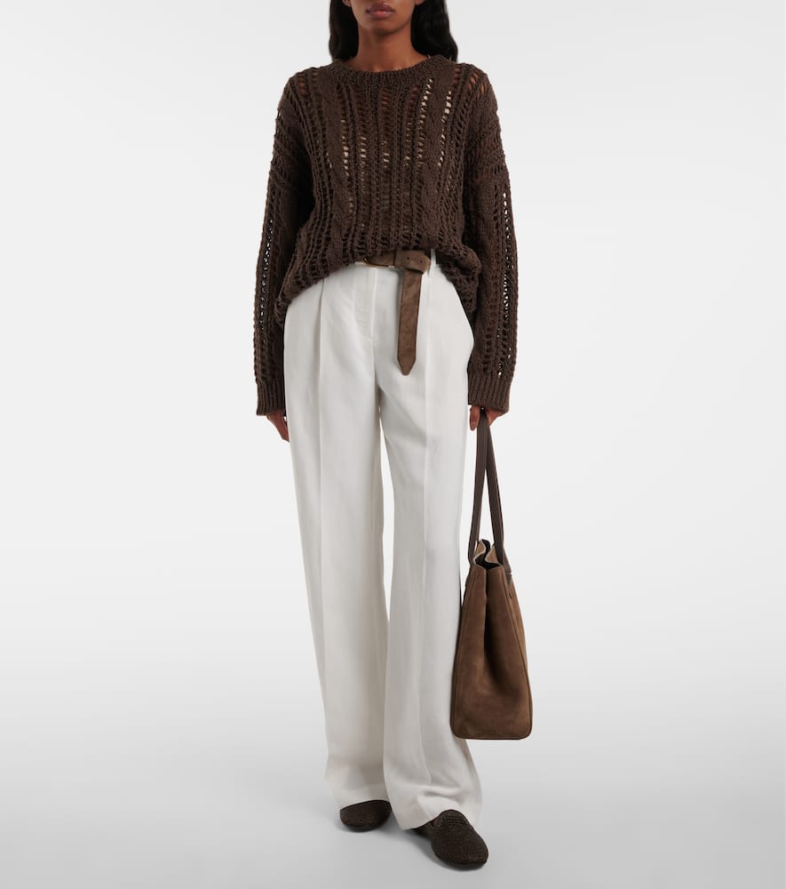 Monili twill wide-leg pants