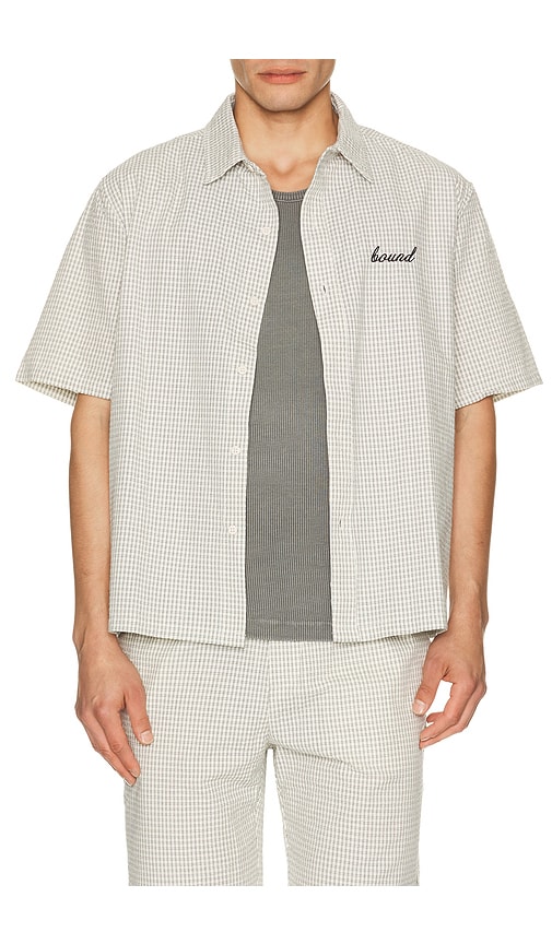 Bound Gingham Cropped Shirt in Grey. S. Also in M, L, XL/1X