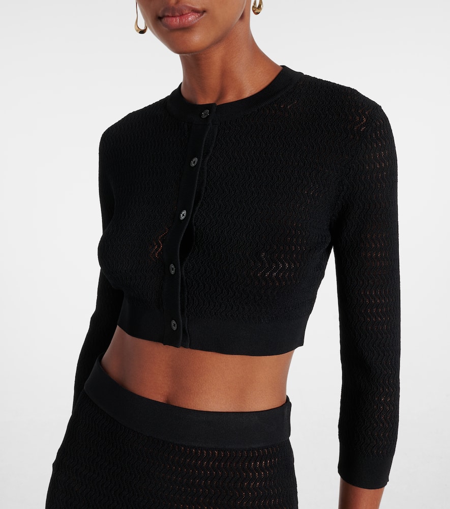 Pointelle cropped cardigan