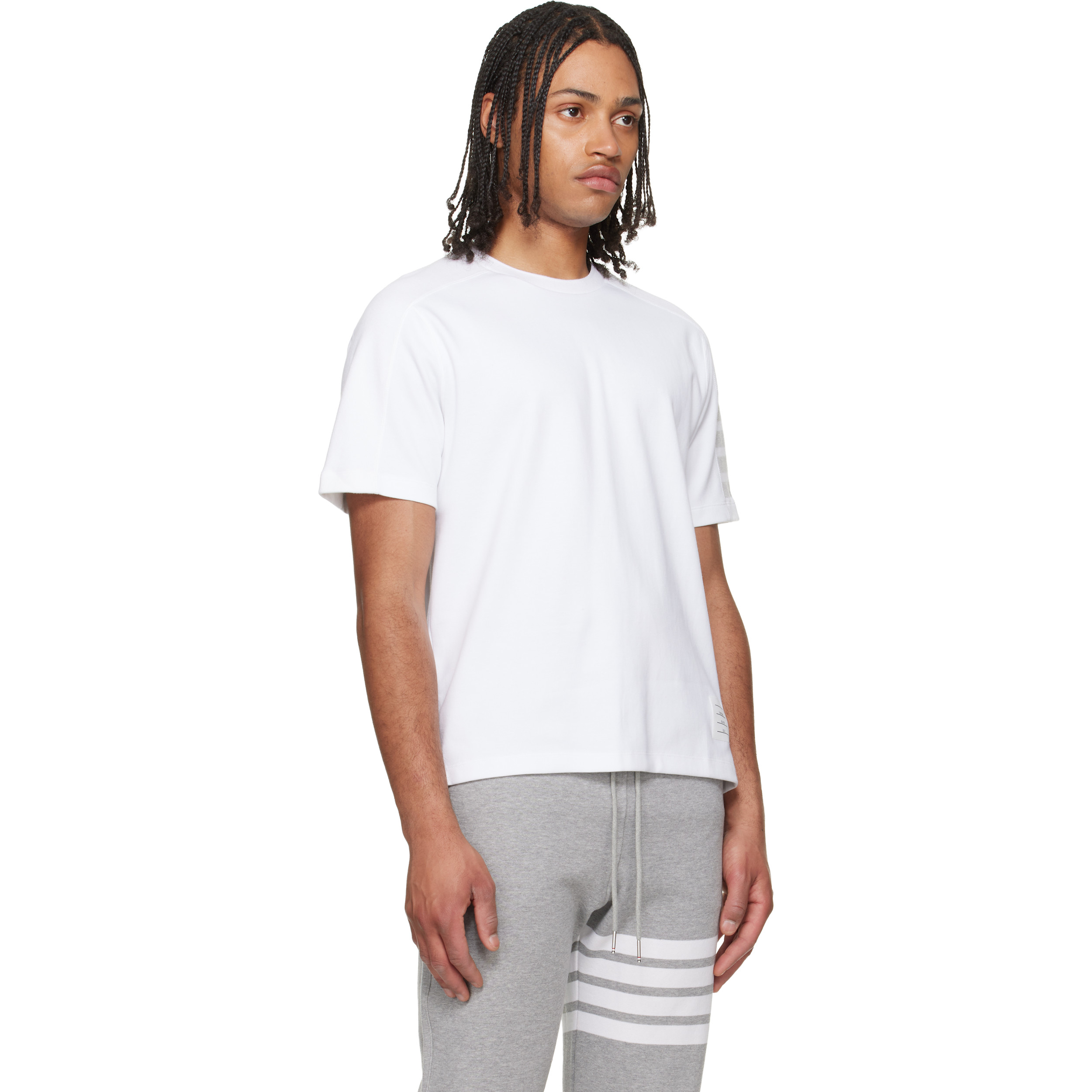 White Milano Cotton 4-Bar T-shirt