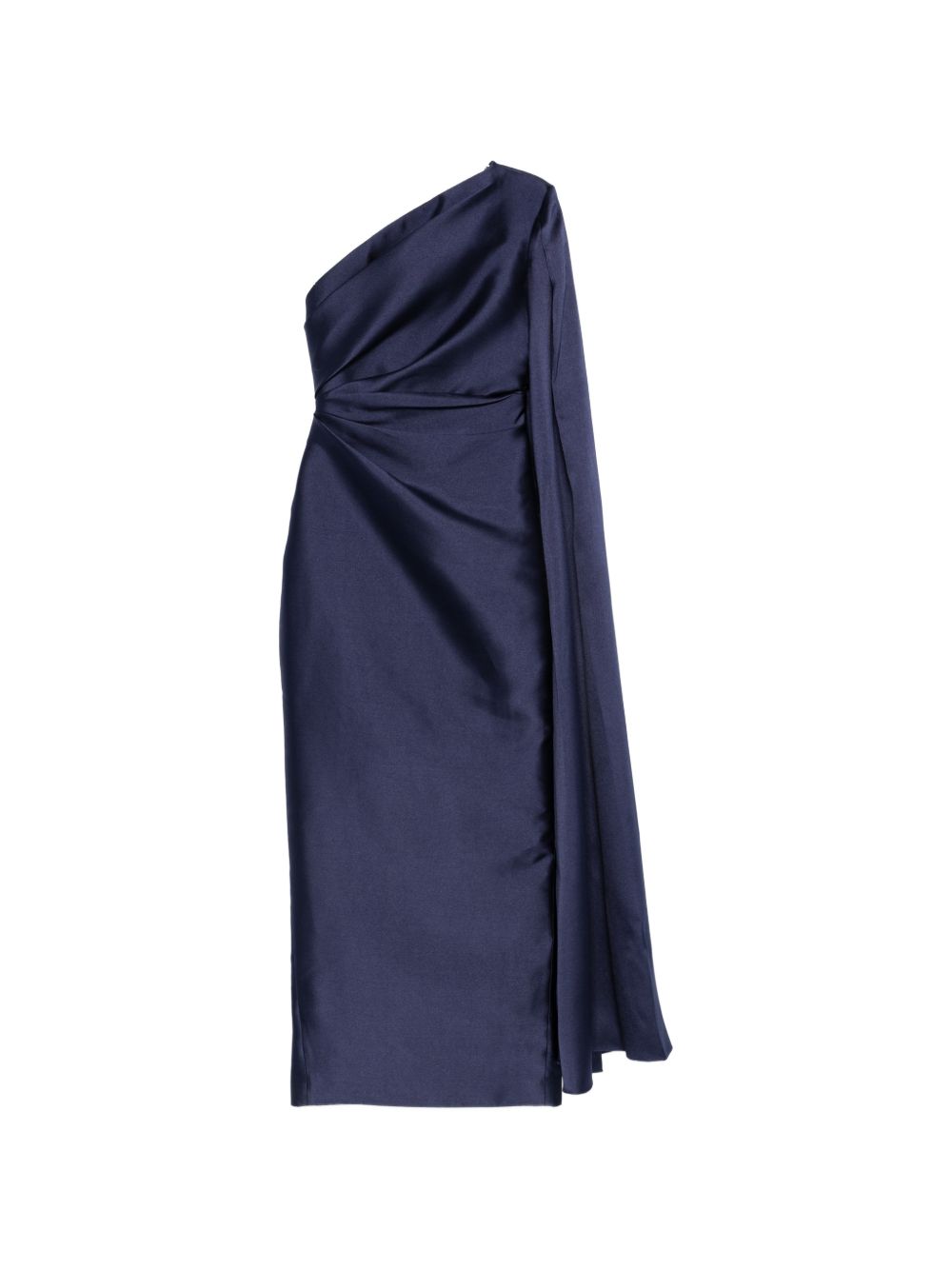 One-Shoulder Cape Dress — Navy