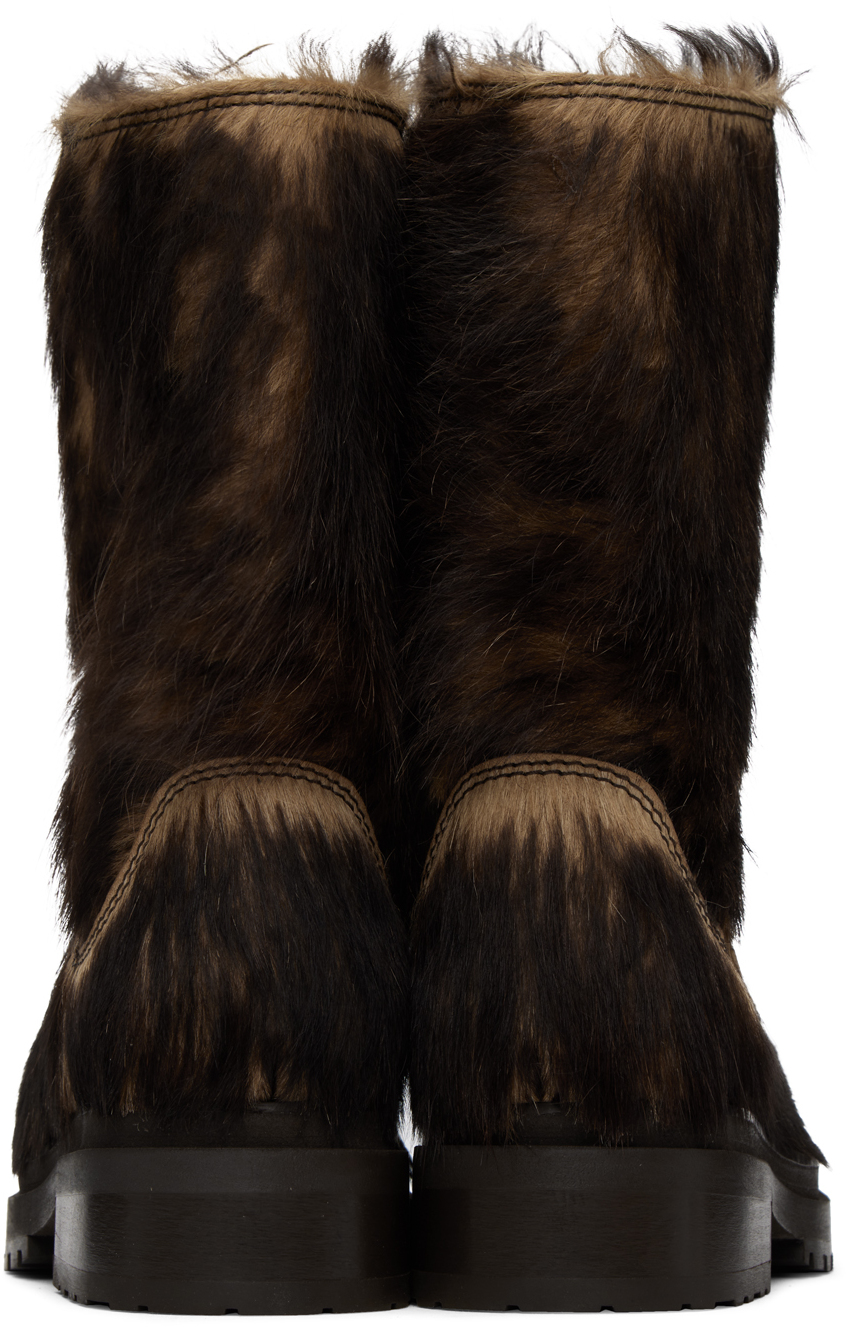 Eckhaus Latta Brown & Black Stacked Fur Boots