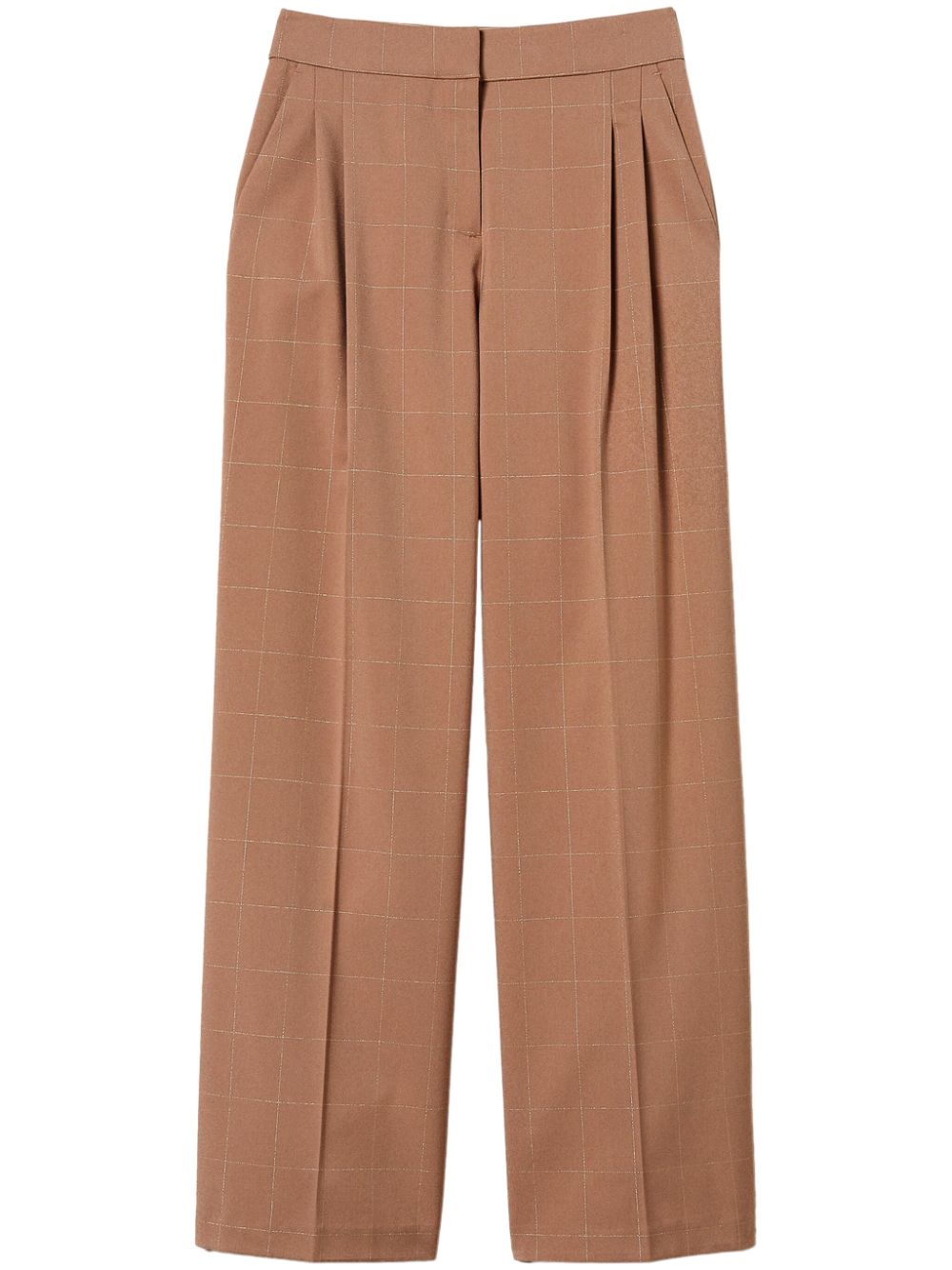 Check pattern palazzo trousers - Neutrals
