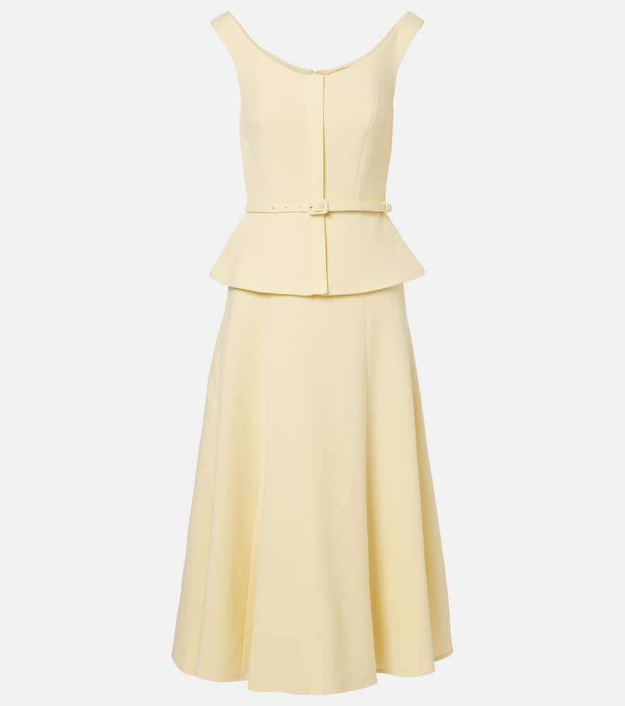 Peplum wool crêpe midi dress
