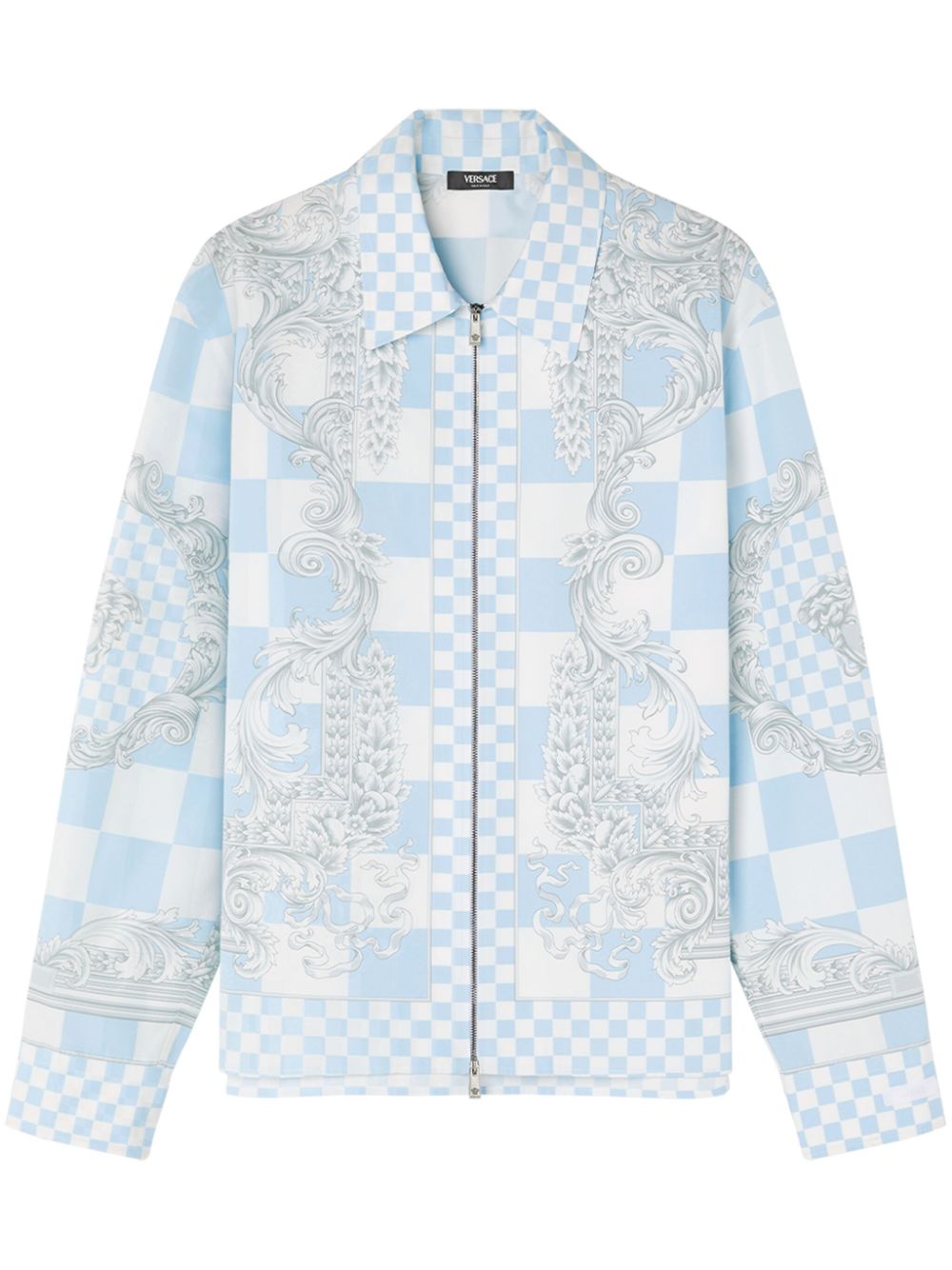 Barocco-print shirt jacket - Blue