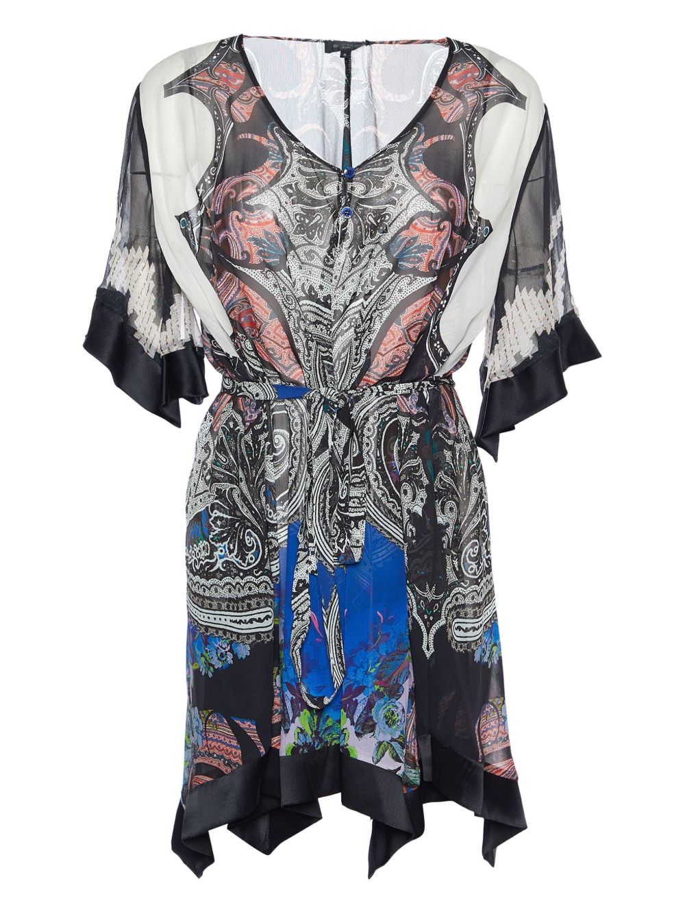 Paisley-printed silk dress - Black