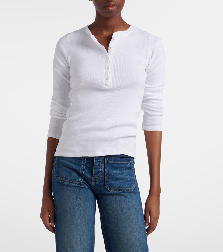 Jordan ribbed-knit cotton Henley shirt