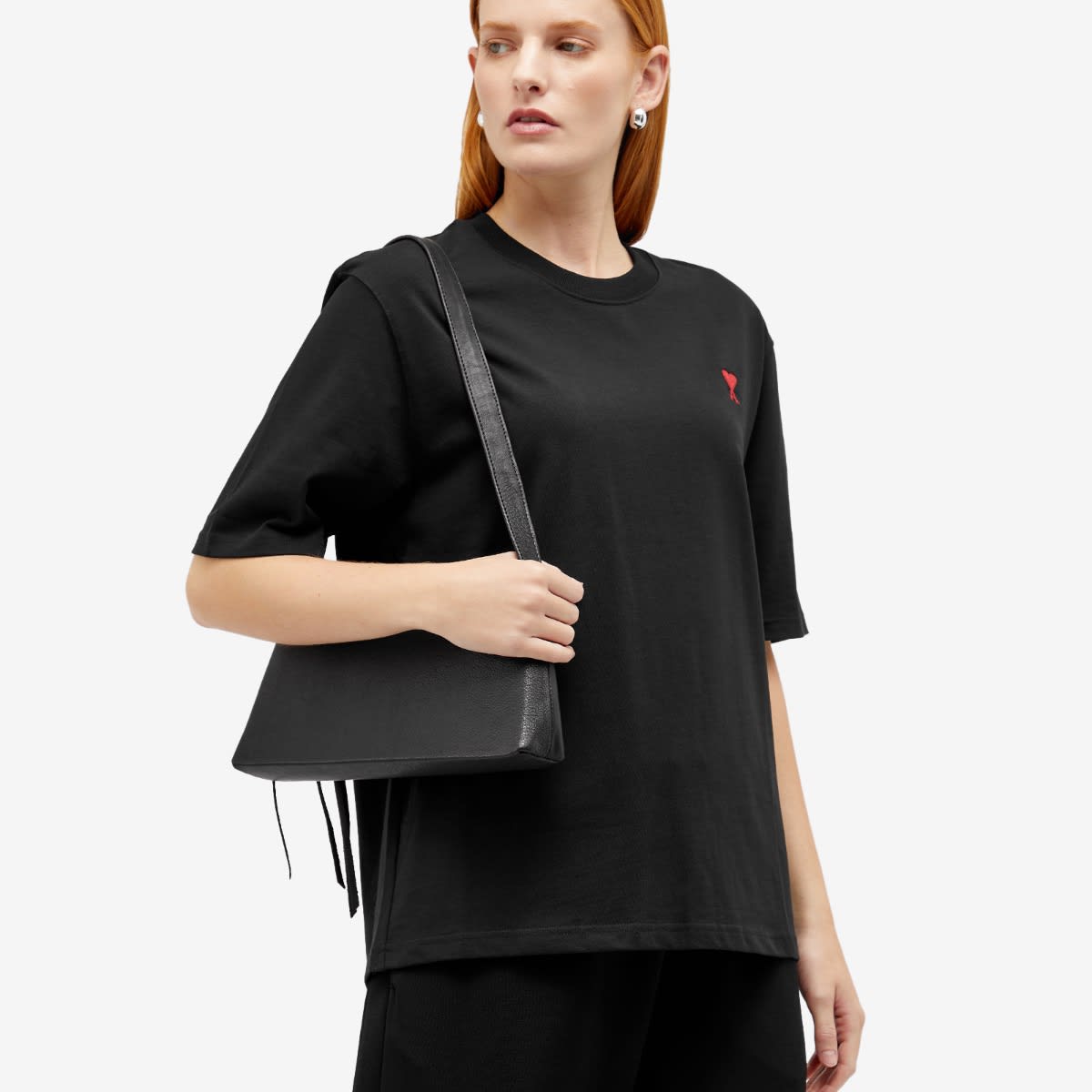 AMI Ami De Coeur T-Shirt in Black, Size X-Large
