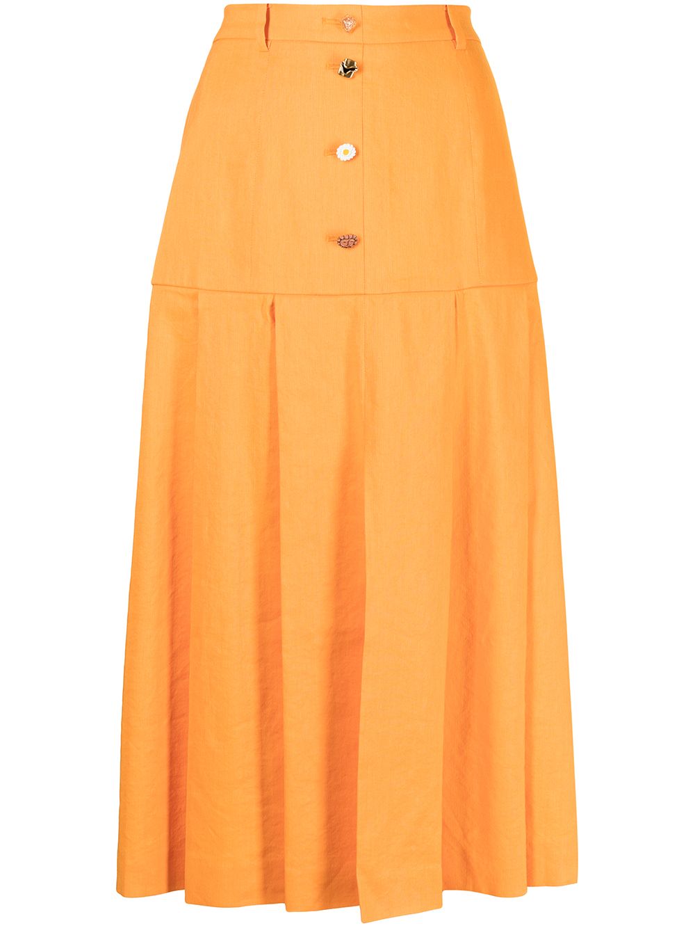Button-detail midi skirt - Orange