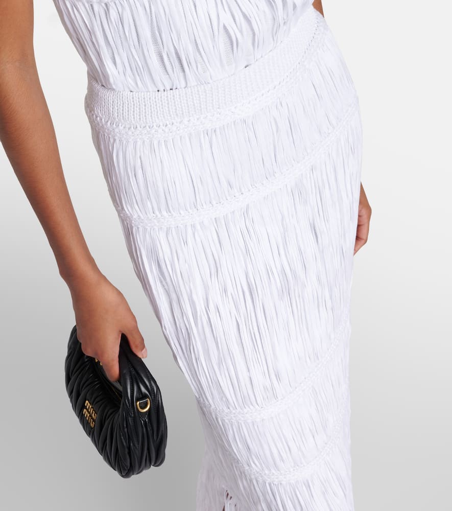 Yarra fringed cotton midi skirt
