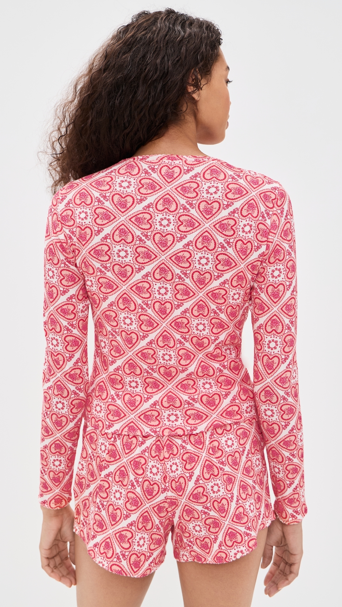 The Kaelie Pointelle Cardigan Patchwork Doily Heart/White