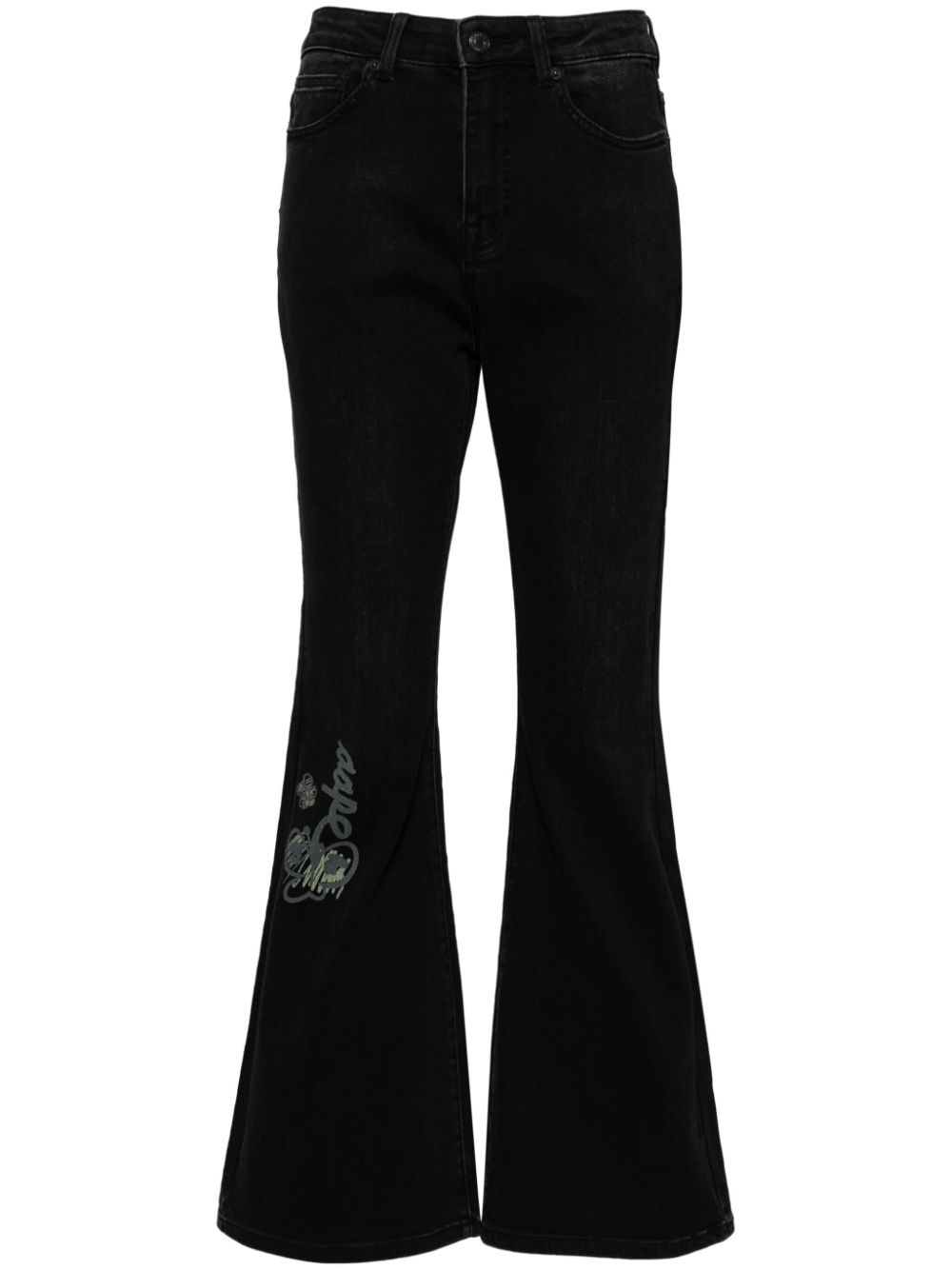 High-waisted flared jeans - Black
