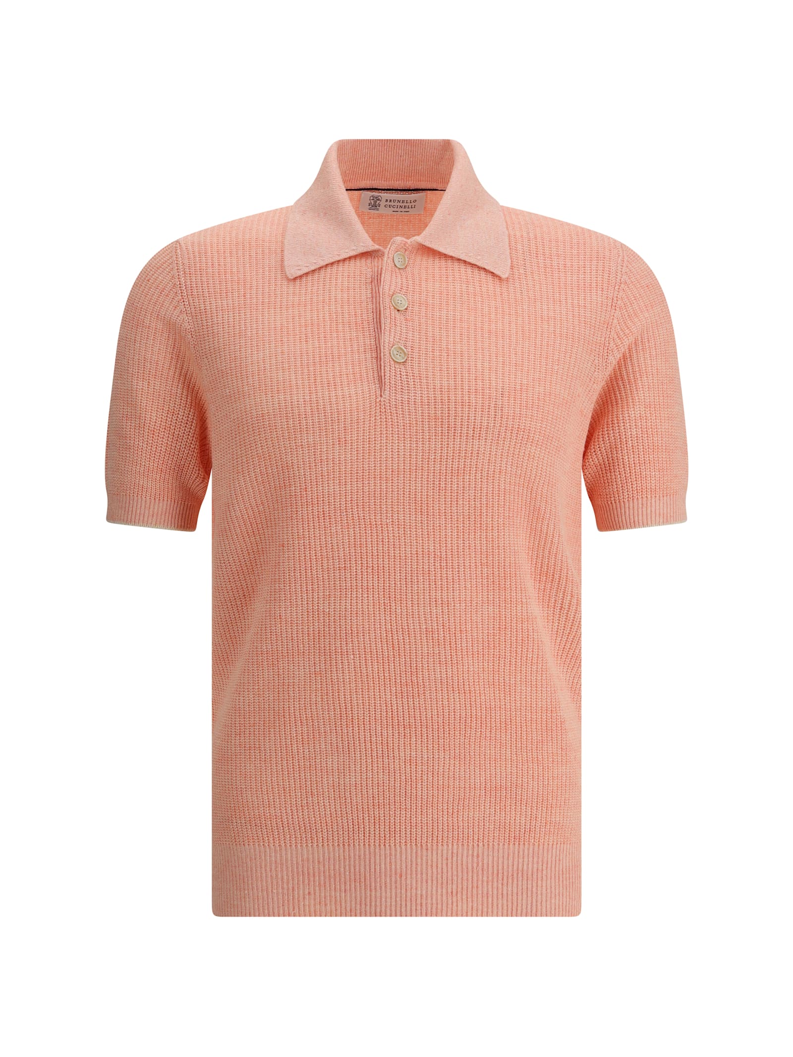 Ribbed-knit polo shirt - Pink