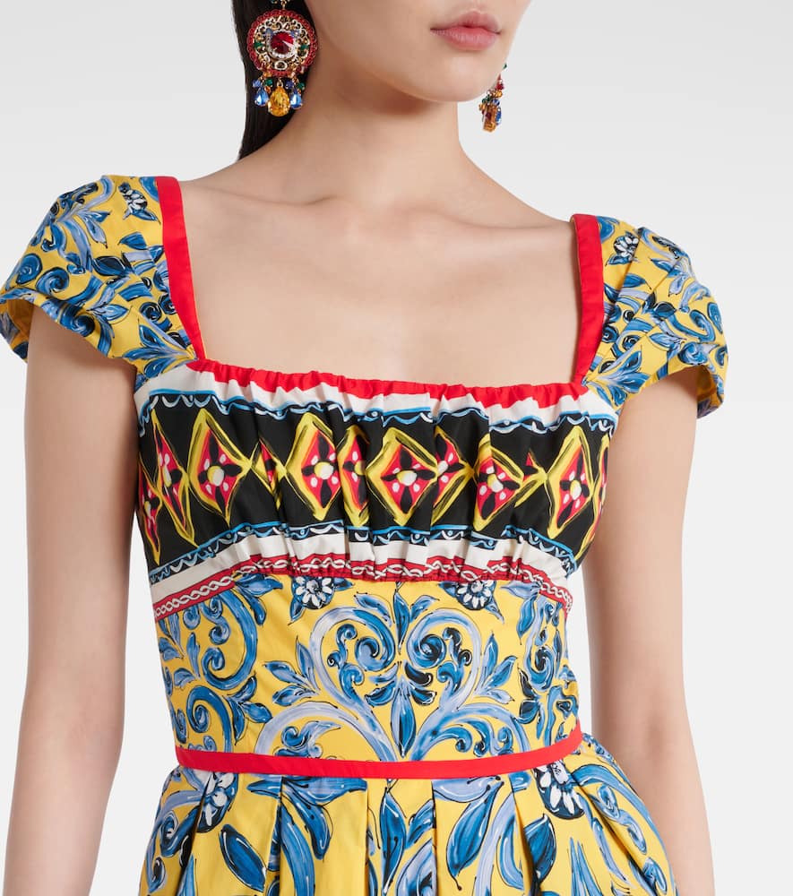 Pleated printed midi dress