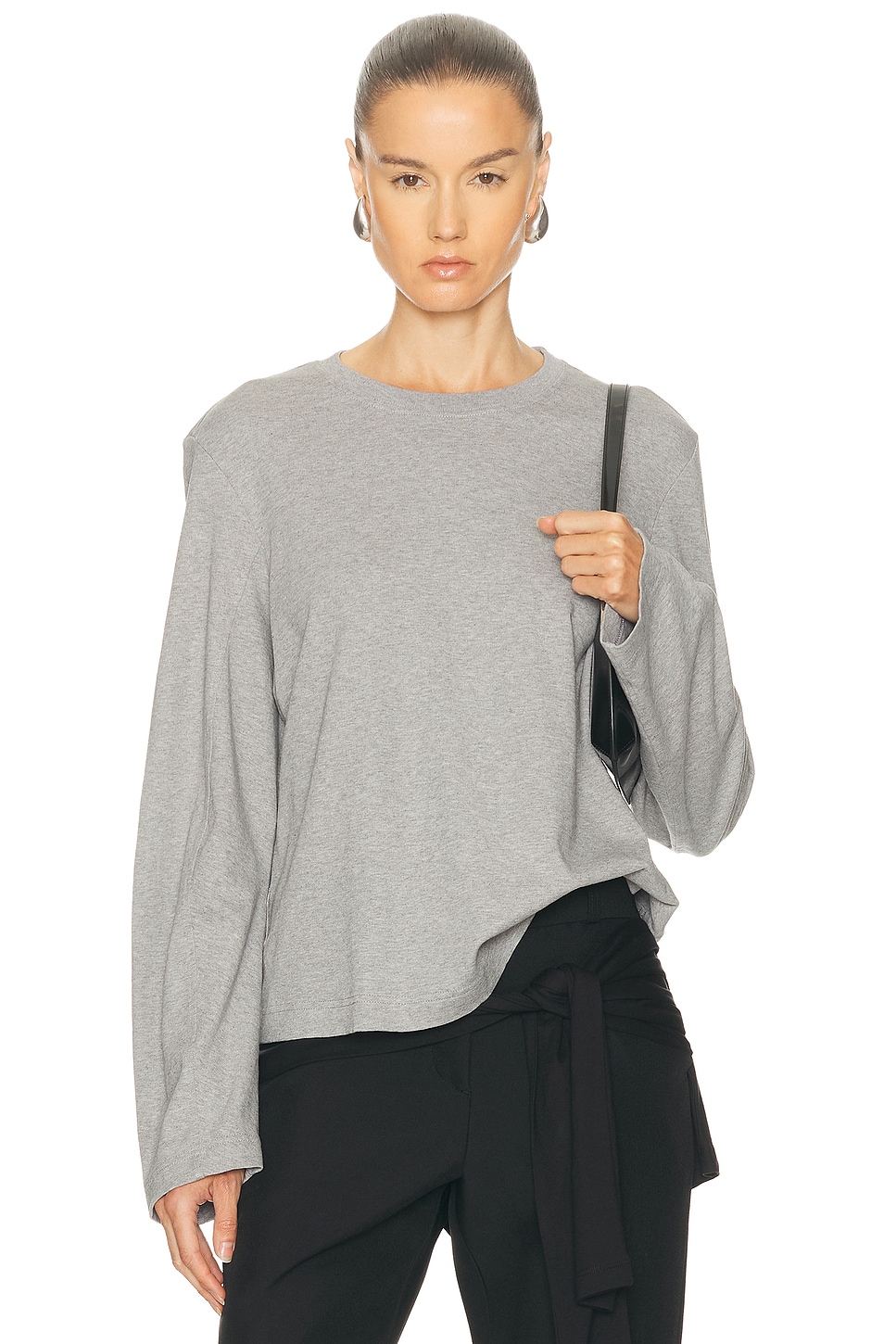 EAVES Lene Easy Long Sleeve Tee in Heather Grey - Grey. XXS also in S, XS, M