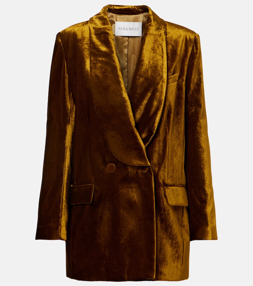 Double-breasted velvet blazer