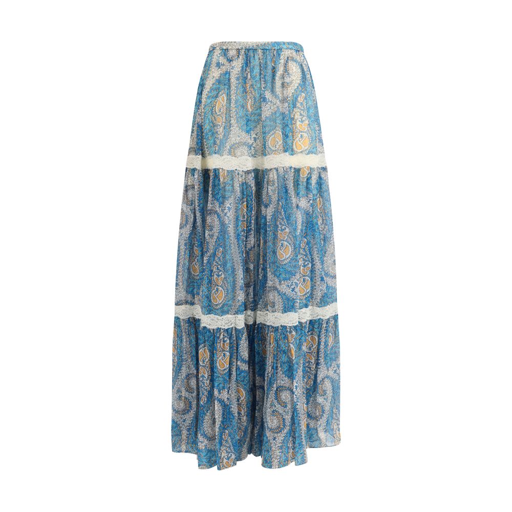 Silk Paisley Skirt — Blue