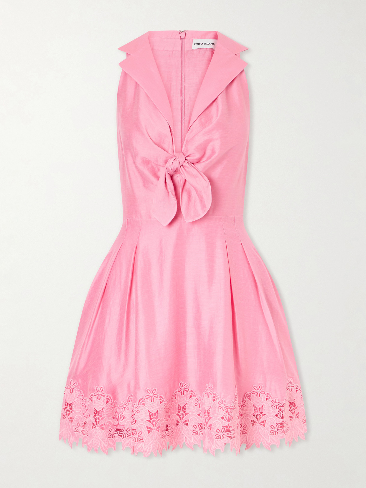 Petalite Knotted Broderie Anglaise-trimmed Poplin Mini Dress