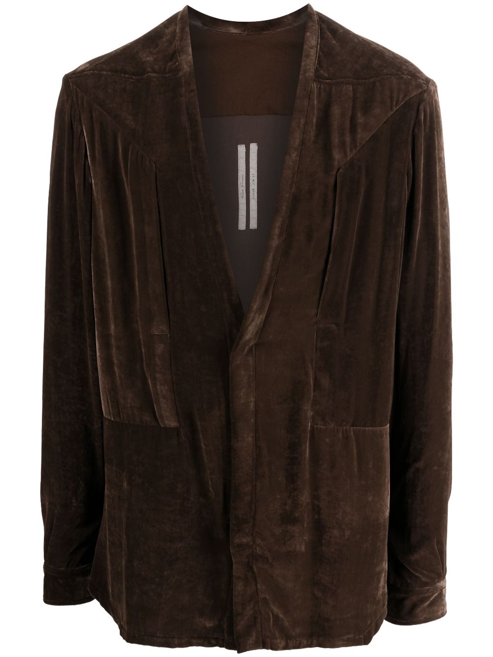 Plunge V-neck velvet shirt - Brown