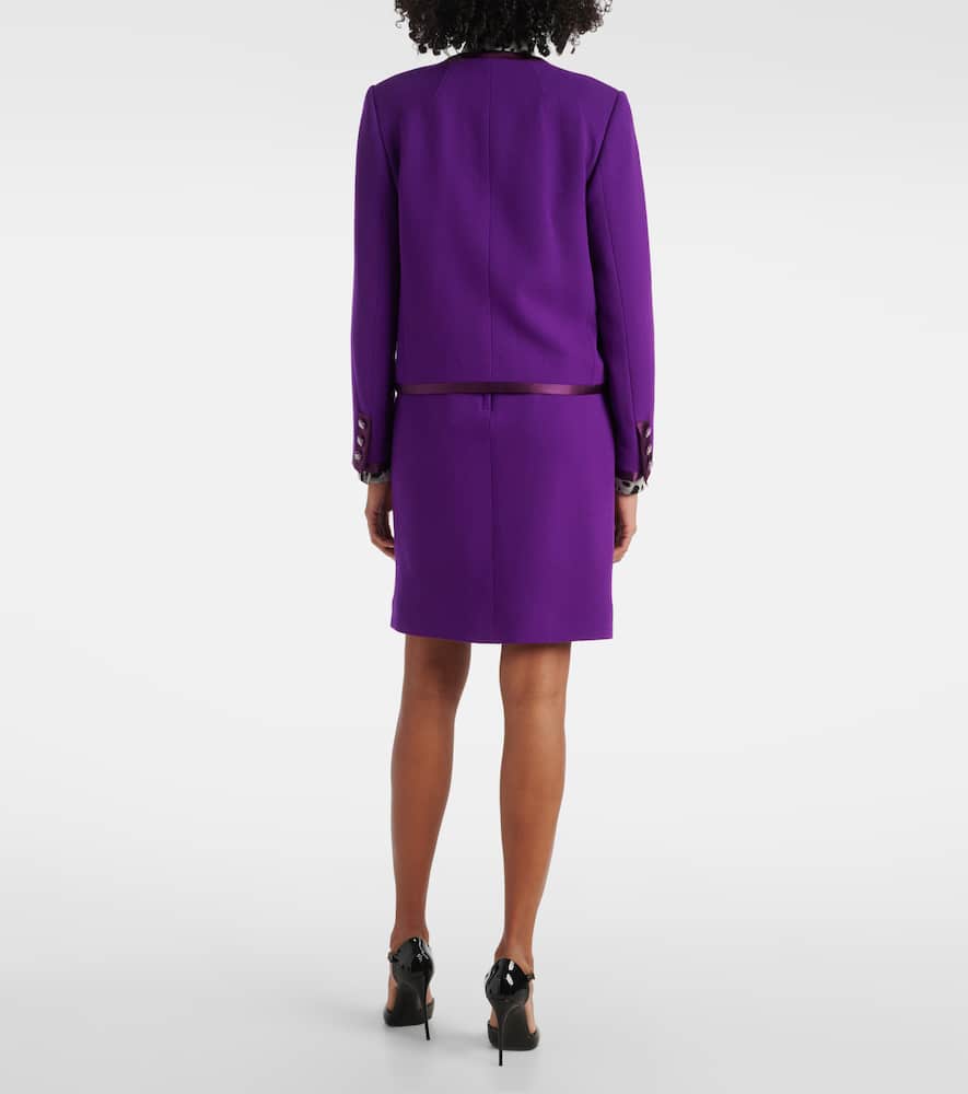 DG satin-trimmed wool-blend crêpe jacket