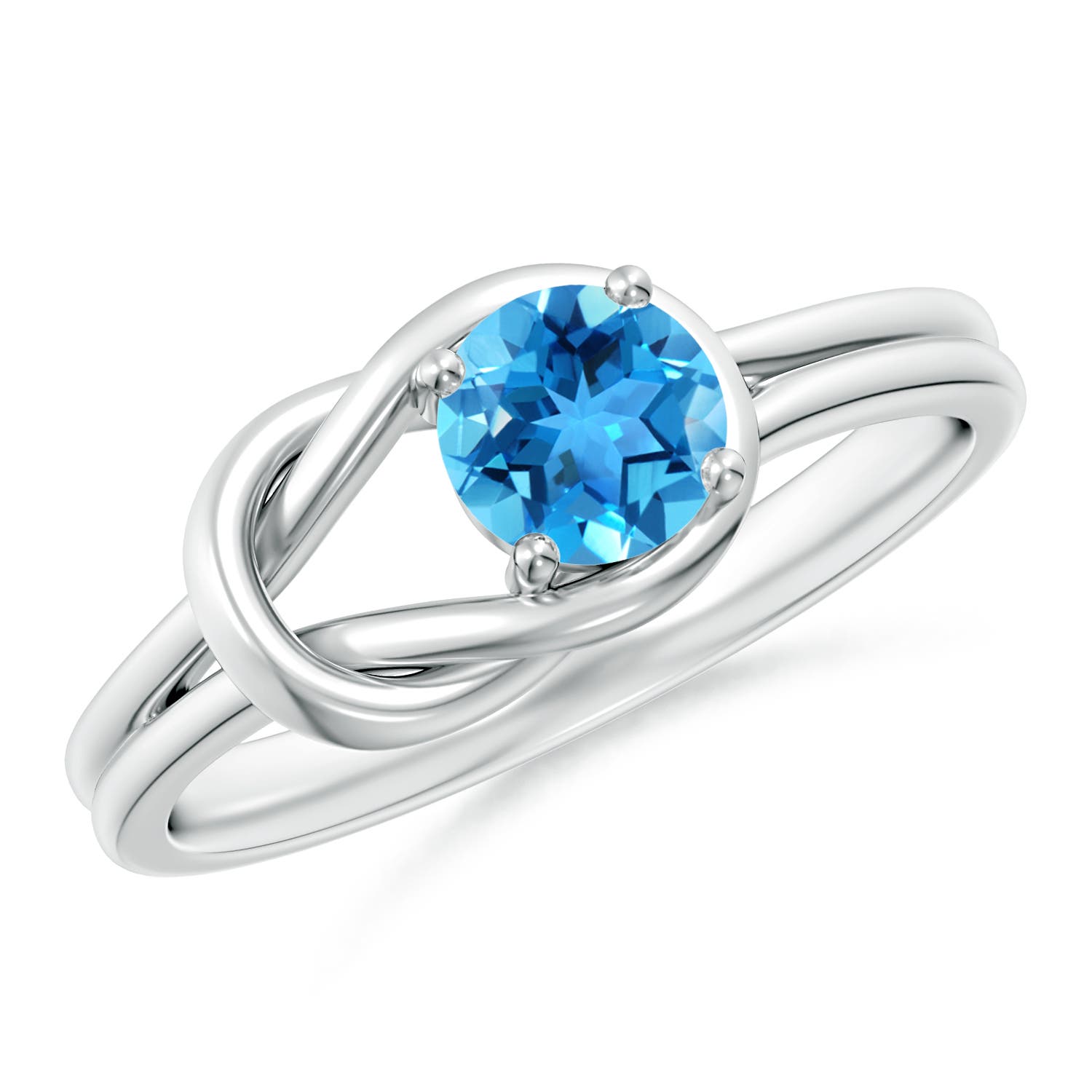 Angara 0.6 Carat Solitaire Swiss Blue Topaz Infinity Knot Ring in Platinum