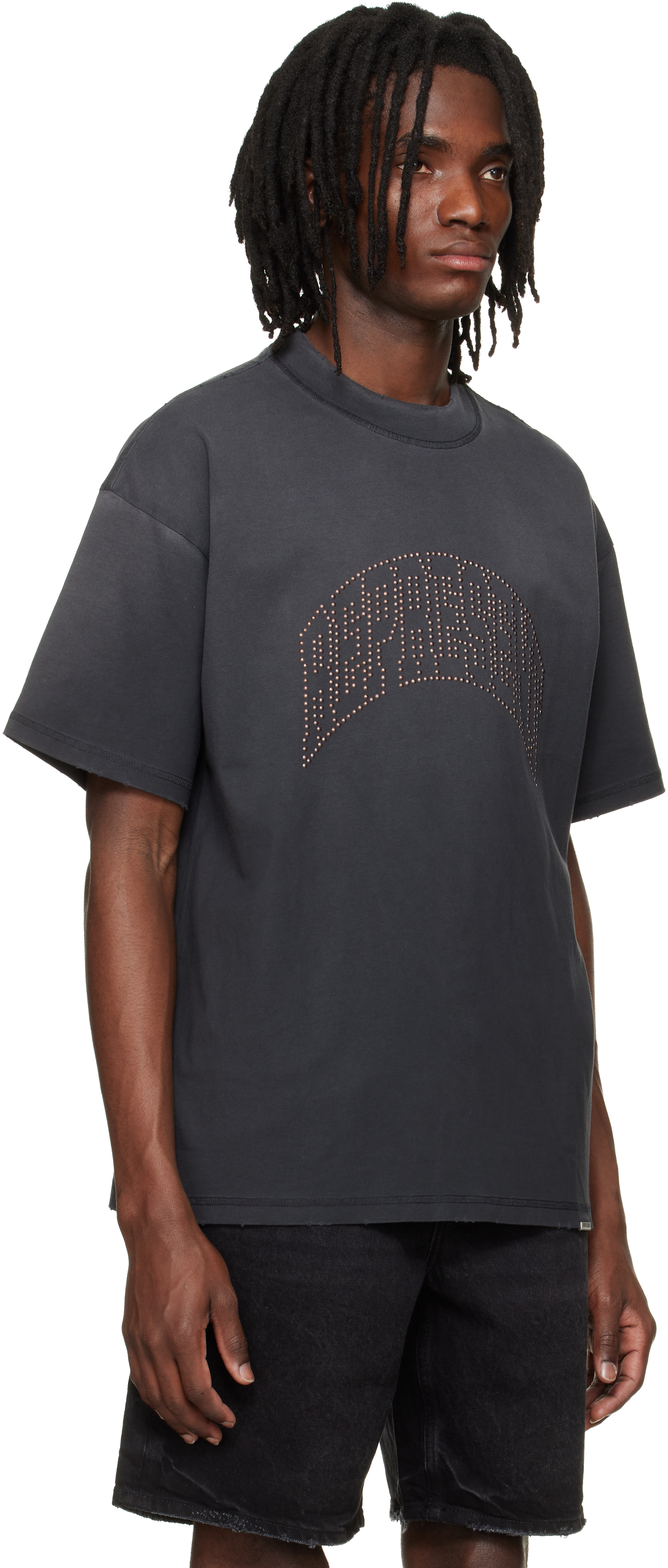 Black Embellished '' T-shirt